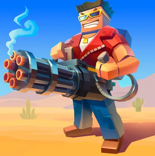 Ảnh 1 của Tải 4 GUNS Mod Apk 1.0.4 (God Mode, One Hit, Ammo) cho Android iOs Logo của 4 GUNS Mod với hình ảnh nhân vật và súng