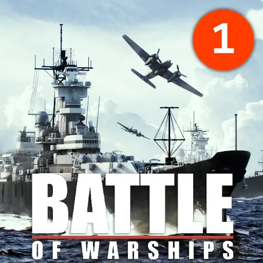 Ảnh 1 của Battle of Warships: Naval Blitz MOD APK 1.72.13 (Vô hạn tiền) Logo Battle of Warships: Naval Blitz, thể hiện tên game và biểu tượng chiến hạm