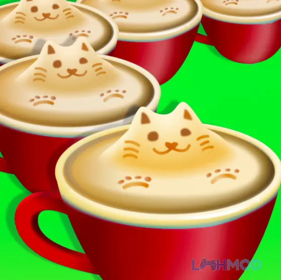 Ảnh 1 của Coffee Stack Mod Apk v37.4.4 (Vô Hạn Tiền) Logo game Coffee Stack Mod với hình ảnh nhiều tách cà phê được xếp chồng