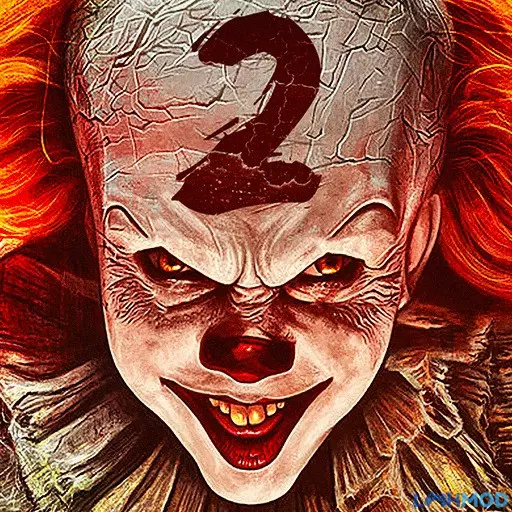 Ảnh 1 của Tải game Death Park 2 Mod APK 1.3.3 (Menu, Đạn, Mở Khóa) Gã hề Pennywise trong tư thế đáng sợ trong Death Park 2 Mod