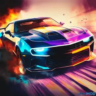 Ảnh 1 của Drag Racing Mod APK 3.11.2 (Vô Hạn Tiền, RP) Mô hình chiếc xe đua Drag Racing với màu sơn đỏ và vạch trắng