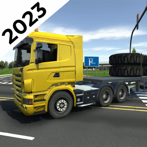 Ảnh 2 của Tải Drive Simulator 2023 APK 1.3 cho Android iOS Logo Drive Simulator 2023 trên nền đường cao tốc