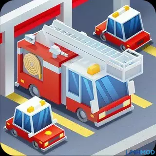 Ảnh 1 của Tải game Idle Firefighter Tycoon Mod APK 1.44.0 (Vô Hạn Tiền, Gems) Ông trùm cứu hỏa điều hành trạm cứu hỏa của mình