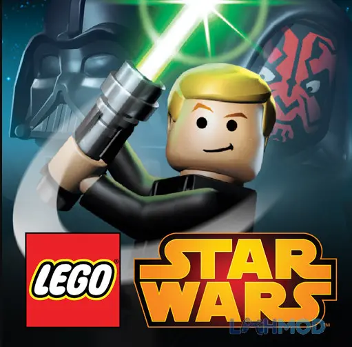 Ảnh 1 của Tải LEGO Star Wars TCS Mod Apk 2.0.1.01 (Full game) cho Android iOs Logo game LEGO Star Wars TCS Mod với hình ảnh các nhân vật Star Wars bằng LEGO