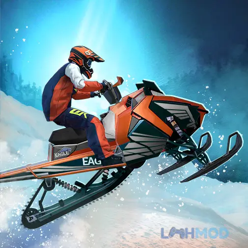 Ảnh 4 của Tải Mad Skills Snocross Apk 1.3.0 cho Android iOs Logo game Mad Skills Snocross với một tay đua xe trượt tuyết đang nhảy