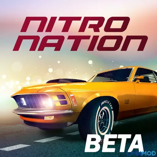 Ảnh 1 của Tải game Nitro Nation Experiment Mod APK 6.4.8 (Vô Hạn Tiền) Cảnh xe đua màu xanh đang tăng tốc trên đường phố