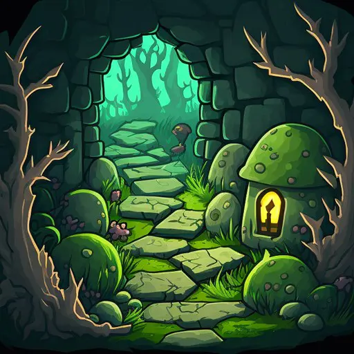 Ảnh 2 của Tải Not Enough Dungeons APK 0.4.5 cho Android iOS Logo Not Enough Dungeons với nhân vật chính và hầm ngục