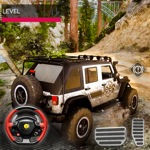 Ảnh 1 của Offroad Jeep Driving Games 4×4 APK 1.2 Android iOS Logo Offroad Jeep Driving Games với chiếc Jeep vượt địa hình