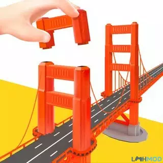 Ảnh 1 của Tải game Pocket World 3D Mod APK 2.1.1.1 (Menu, Vô Hạn Tiền) Giao diện chính của game Pocket World 3D Mod với công trình kiến trúc lớn