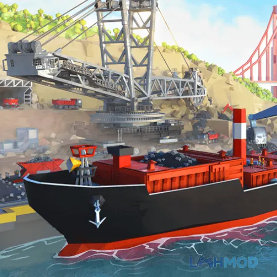 Ảnh 2 của Tải Port City: Ship Tycoon Apk 1.13.0 cho Android iOs Logo game Port City: Ship Tycoon với hình ảnh tàu container khổng lồ