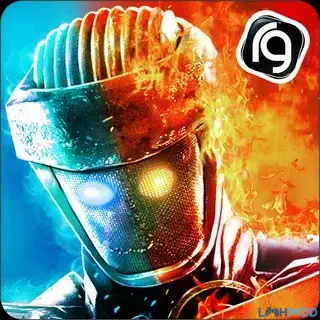 Ảnh 1 của Real Steel Boxing Champions Mod APK v67.67.292 (Menu, Vô Hạn Tiền) Robot chiến đấu chuẩn bị ra đòn trên võ đài Real Steel Boxing Champions