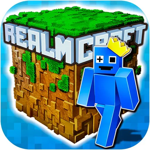 Ảnh 1 của Tải RealmCraft APK 5.4.8 cho Android iOS Logo game RealmCraft với tên trên nền khối vuông