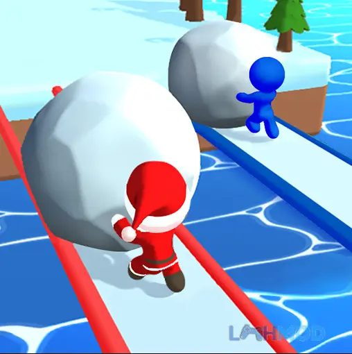Ảnh 1 của Tải Snow Race iO Apk 1.0.12 cho Android iOs Logo game Snow Race iO Mod Apk với hình ảnh nhân vật tạo quả cầu tuyết