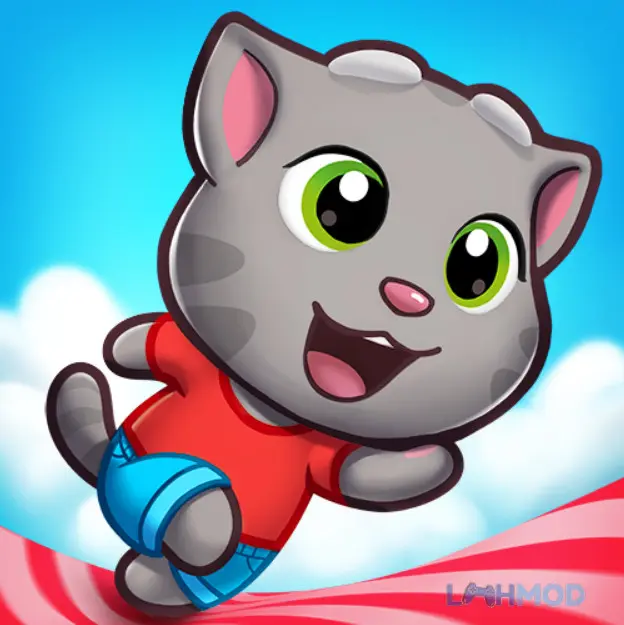 Ảnh 1 của Tải Talking Tom Candy Run Mod 1.6.2.377 (Vô Hạn Candy) Android iOs Biểu tượng game Talking Tom Candy Run Mod với hình mèo Tom và kẹo