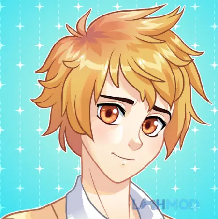 Ảnh 1 của Blush Blush Mod Apk v0.111 (Vô hạn Kim Cương) Logo game Blush Blush với hình ảnh chàng trai anime