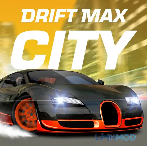 Ảnh 1 của Tải Drift Max City Mod Apk 4.2 (Vô Hạn Tiền) cho Android iOs Logo game Drift Max City Mod với hình ảnh xe đua đang drift