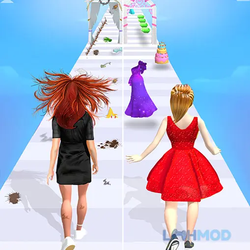 Ảnh 1 của Tải Wedding Race Apk 3.4.1 cho Android iOs Nhân vật trong Wedding Race đang chạy đua qua cổng hoa