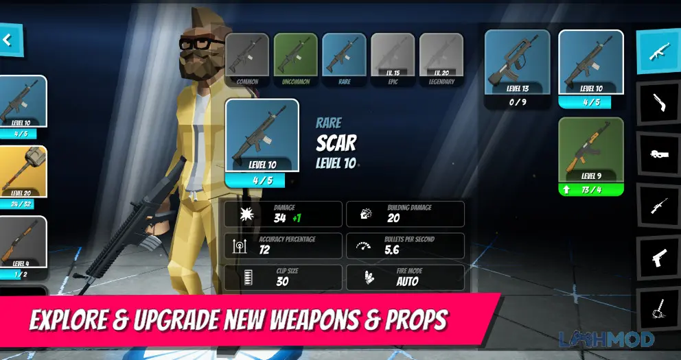 Ảnh 8 của Tải 1v1Battle Apk 1.9.3 cho Android iOs Giao diện tùy chỉnh vũ khí hoặc nhân vật trong game 1v1Battle