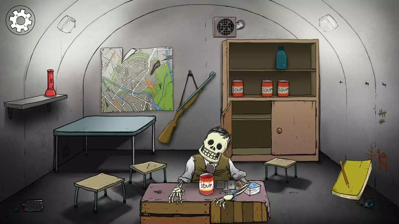 Anh chàng Ted đang cố gắng thu thập vật phẩm trong nhà trước khi bom hạt nhân rơi