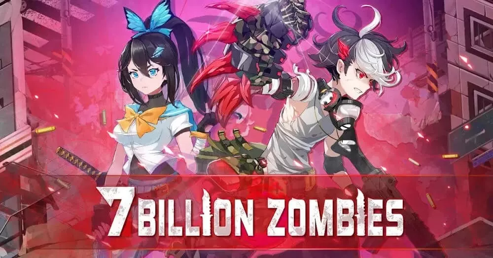 Ảnh 2 của Tải game 7 Billion Zombies Mod APK 1.3.105 (Menu, Damage Multiplier, God Mode) Giao diện chiến đấu của 7 Billion Zombies Mod với đội hình anh hùng đang chống lại zombie