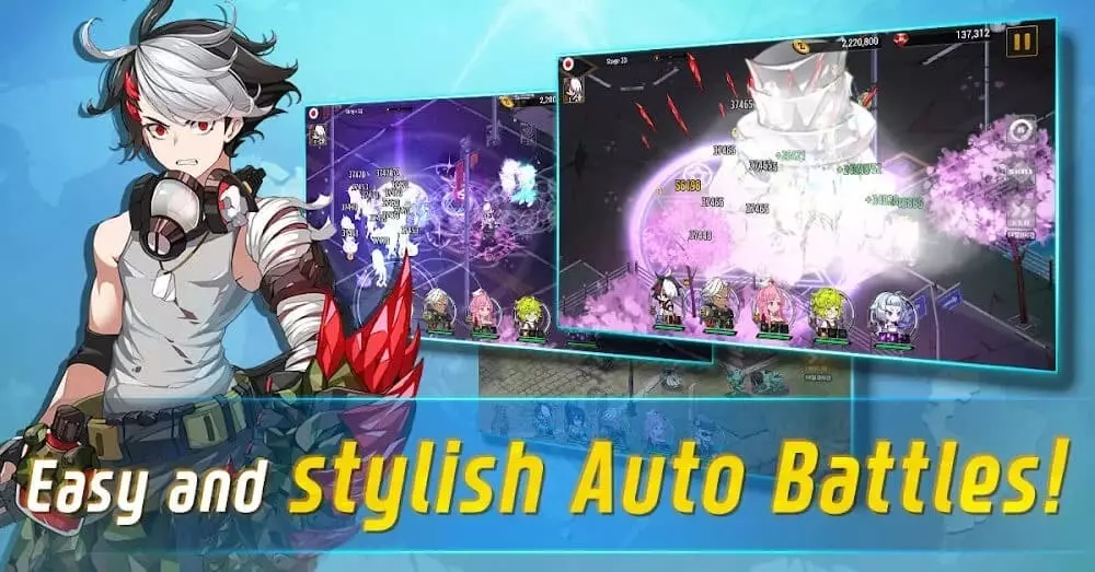 Ảnh 4 của Tải game 7 Billion Zombies Mod APK 1.3.105 (Menu, Damage Multiplier, God Mode) Ảnh chụp màn hình gameplay 7 Billion Zombies Mod, hiển thị hiệu ứng kỹ năng và lượng lớn zombie