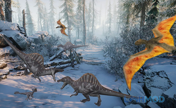 Ảnh 1 của Tải Dimorphodon Simulator Mod Apk 1.0.8 (Vô hạn tiền) cho Android Dimorphodon đang bay lượn trên hòn đảo kỷ Jura