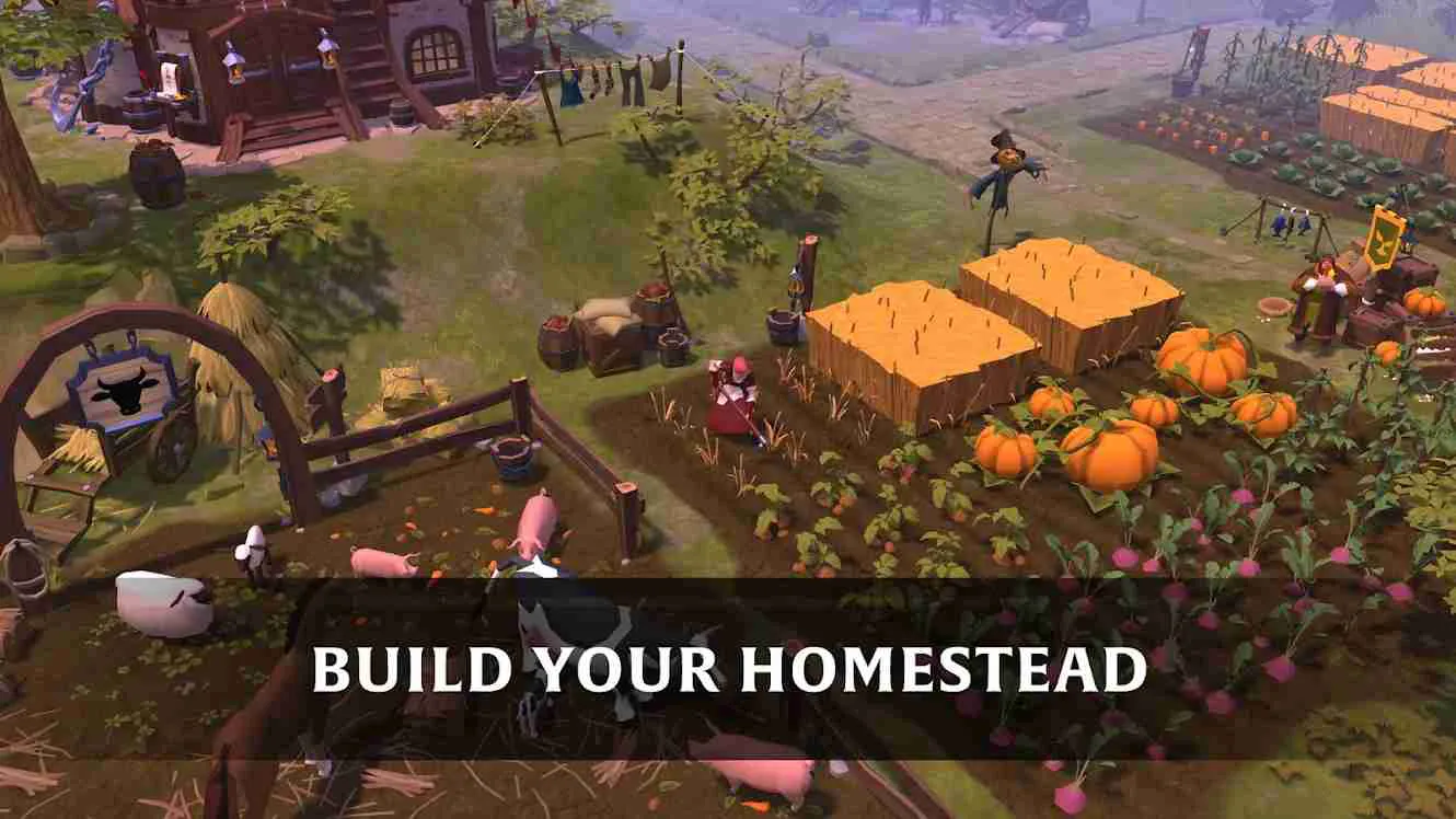 Ảnh 5 của Albion Online Mod APK 1.19.080.219773 (Mua Sắm Miễn Phí) Người chơi đang xây dựng và quản lý trang trại của mình trong Albion Online