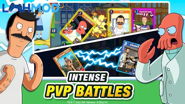 Ảnh 2 của Tải Animation Throwdown APK 1.126.0 cho Android iOS Giao diện chiến đấu trong Animation Throwdown, nơi các thẻ bài được triển khai