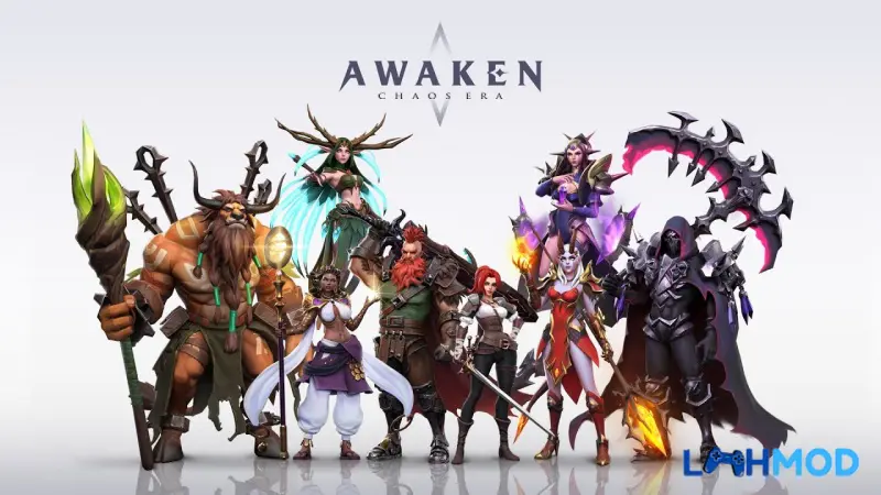 Ảnh 2 của Tải Awaken: Chaos Era Mod Apk 1.3.100 (Kẻ thù yếu) Cảnh chiến đấu hoành tráng của các anh hùng trong Awaken: Chaos Era
