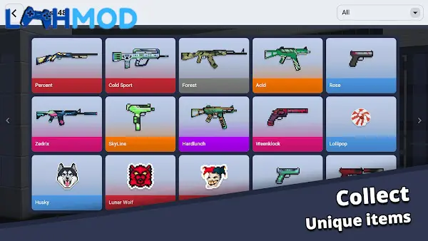 Ảnh 2 của Tải trò chơi Block Strike APK 7.2.3 cho Android iOS Một cảnh giao tranh giữa các nhân vật pixel trong game Block Strike