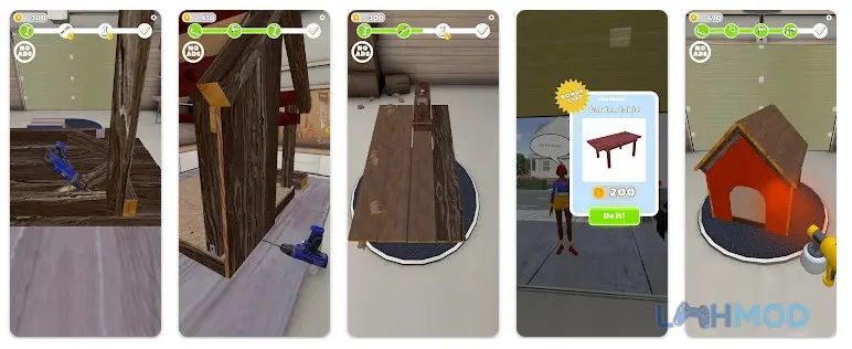 Ảnh 2 của Tải game Carpenter DIY ASMR Apk 0.9.0 cho Android iOs Người chơi sử dụng các dụng cụ để tạo hình gỗ trong Carpenter DIY ASMR