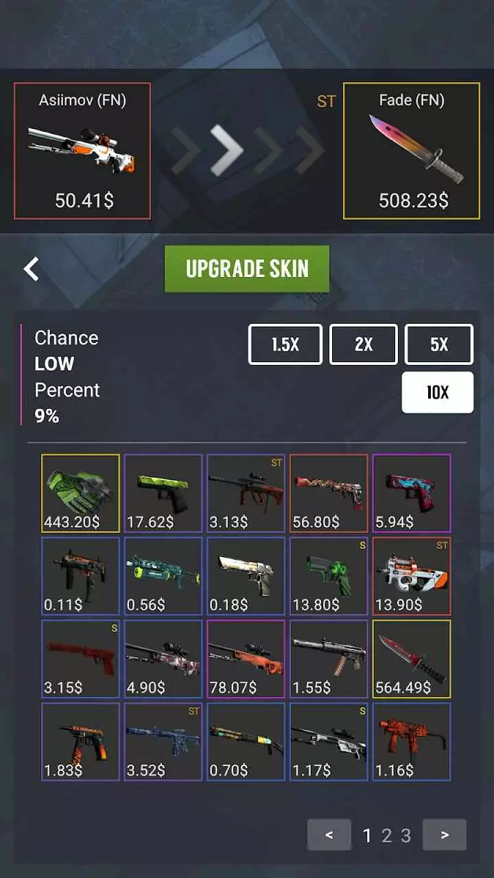 Ảnh 3 của Tải game Case Simulator Ultimate Mod APK 9.9 (Miễn phí) Giao diện game Case Simulator Ultimate với nhiều tùy chọn