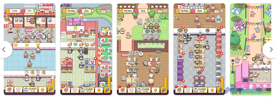 Ảnh 3 của Tải Cooking Cats Idle Tycoon Apk 21 cho Android iOs Chú mèo đầu bếp đang chuẩn bị thức ăn trong Cooking Cats Idle Tycoon