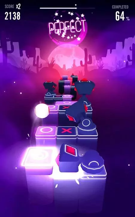 Ảnh 4 của Dancing Sky 3 Mod APK v2.2.1(Vô Hạn Gems, Mở Khóa Bài Hát) Lối chơi Dancing Sky 3 Mod với các chướng ngại vật trên đường