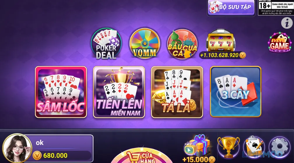 Ảnh danh bai no hu tien len sam mod apk 1