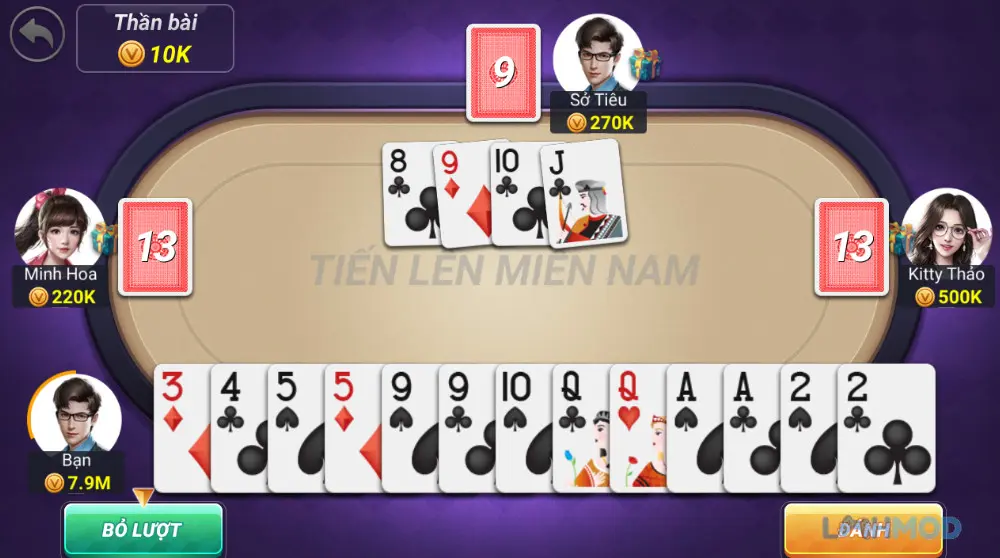 Ảnh danh bai no hu tien len sam mod apk 3