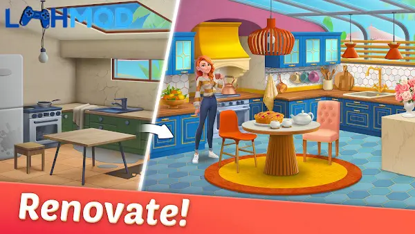 Ảnh 2 của DesignVille MOD APK (Vô hạn tiền) v1.154.0 Giao diện chính của trò chơi DesignVille với nhiều lựa chọn trang trí