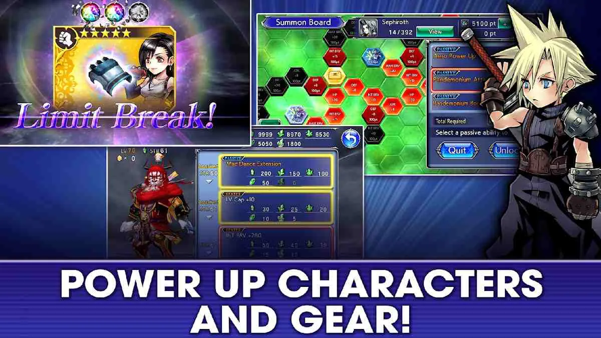 Ảnh 4 của Tải game Dissidia Final Fantasy Opera Omnia Mod APK 1.62.0 (Vô Hạn Tiền) Giao diện nâng cấp và tùy chỉnh nhân vật