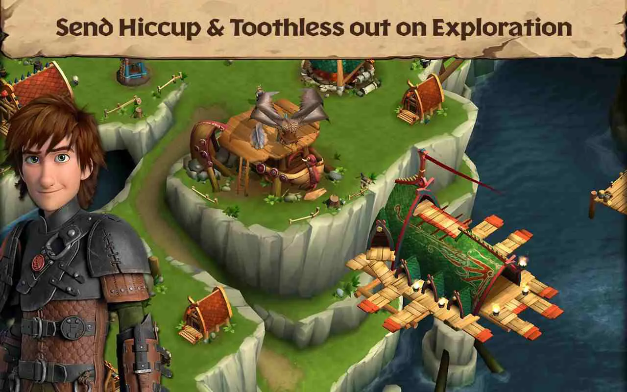 Ảnh 2 của Tải game Dragons: Rise of Berk Mod APK 1.67.4 (Vô Hạn Runes) Cận cảnh chú rồng Toothless với biểu cảm vui vẻ