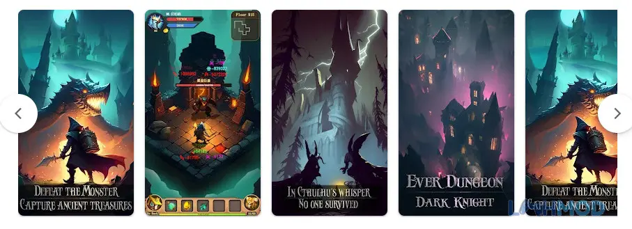 Ảnh 3 của Tải Ever Dungeon Dark Knight Mod Apk 1.0.120 (God Mode/Damage Multiplier) cho Android iOs Màn hình chọn nhân vật hoặc giao diện hầm ngục của Ever Dungeon: Dark Knight Mod