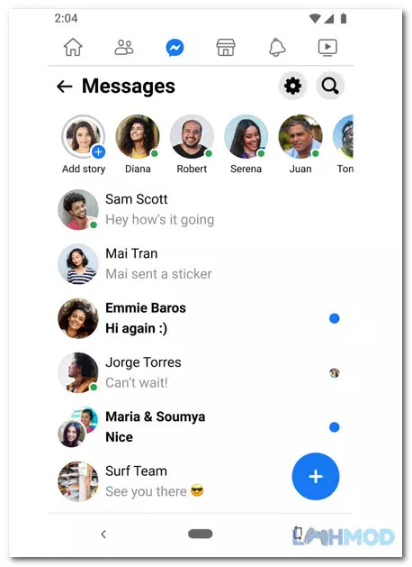 Ảnh 3 của Tải ứng dụng Facebook Lite Apk 302.0.0.8.113 cho Android iOs Màn hình Facebook Lite hiển thị phần tin nhắn hoặc một bài đăng cụ thể