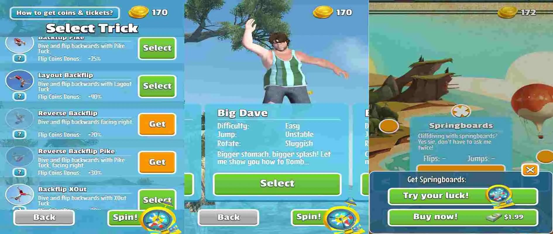 Ảnh 3 của Tải Flip Diving Mod APK 3.4.2 (Menu, Vô Hạn Coins) Vận động viên đa dạng với trang phục độc đáo chuẩn bị nhảy trong Flip Diving Mod