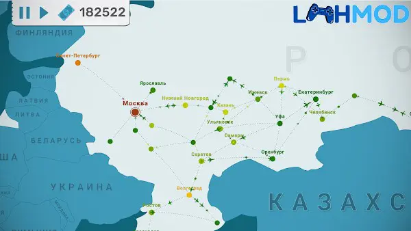 Ảnh 3 của Fly Corp: Airline Manager MOD APK 0.10.5 (Vô hạn tiền) Giao diện quản lý sân bay và các tùy chọn nâng cấp