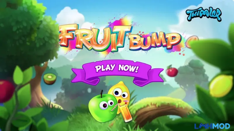 Ảnh 3 của Tải Fruit Bump Mod Apk v1.4.1.2 (Vô hạn tiền) Cảnh chơi game Fruit Bump với giao diện người dùng và điểm số