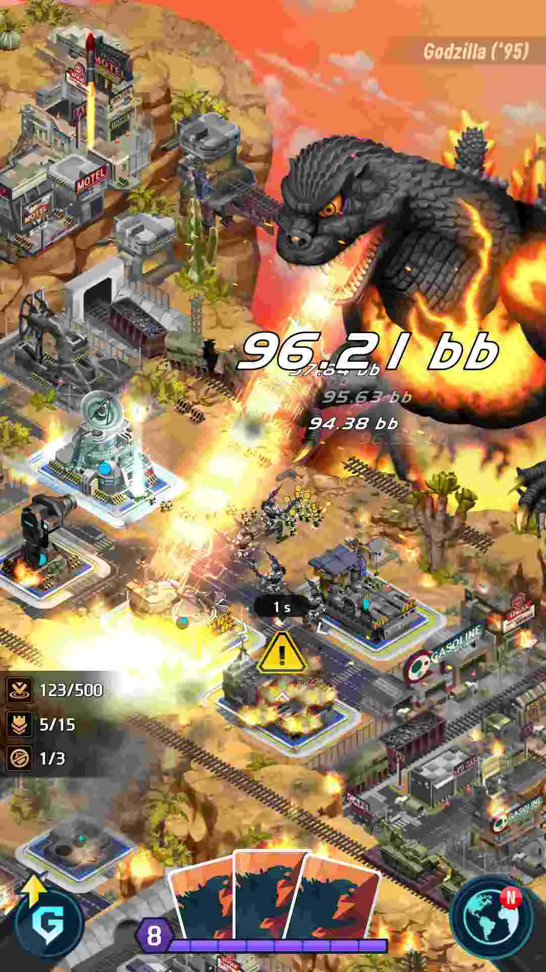 Ảnh 3 của Tải game Godzilla Defense Force Mod APK 2.3.7 (Vô Hạn Tiền) Quá trình xây dựng và nâng cấp căn cứ trong game