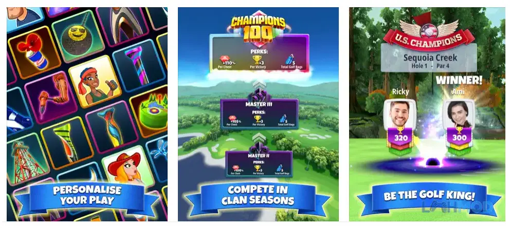 Ảnh 4 của Tải Golf Clash Mod Apk 2.44.0 (Free Chest) cho Android iOs Người chơi thực hiện cú đánh trong Golf Clash Mod