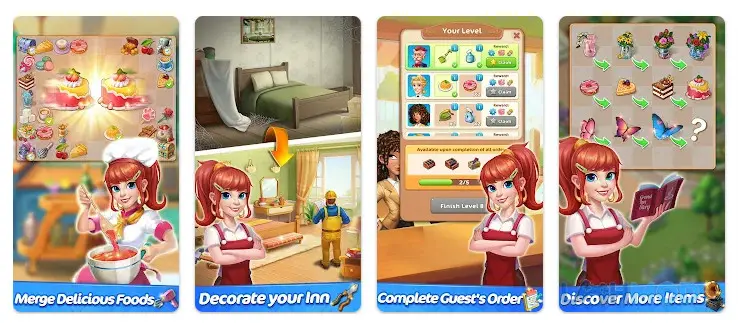 Ảnh 2 của Tải Grand Inn Story Merge Puzzle Apk v2.9.8 cho Android iOs Giao diện game Grand Inn Story Merge Puzzle với nhiều vật phẩm