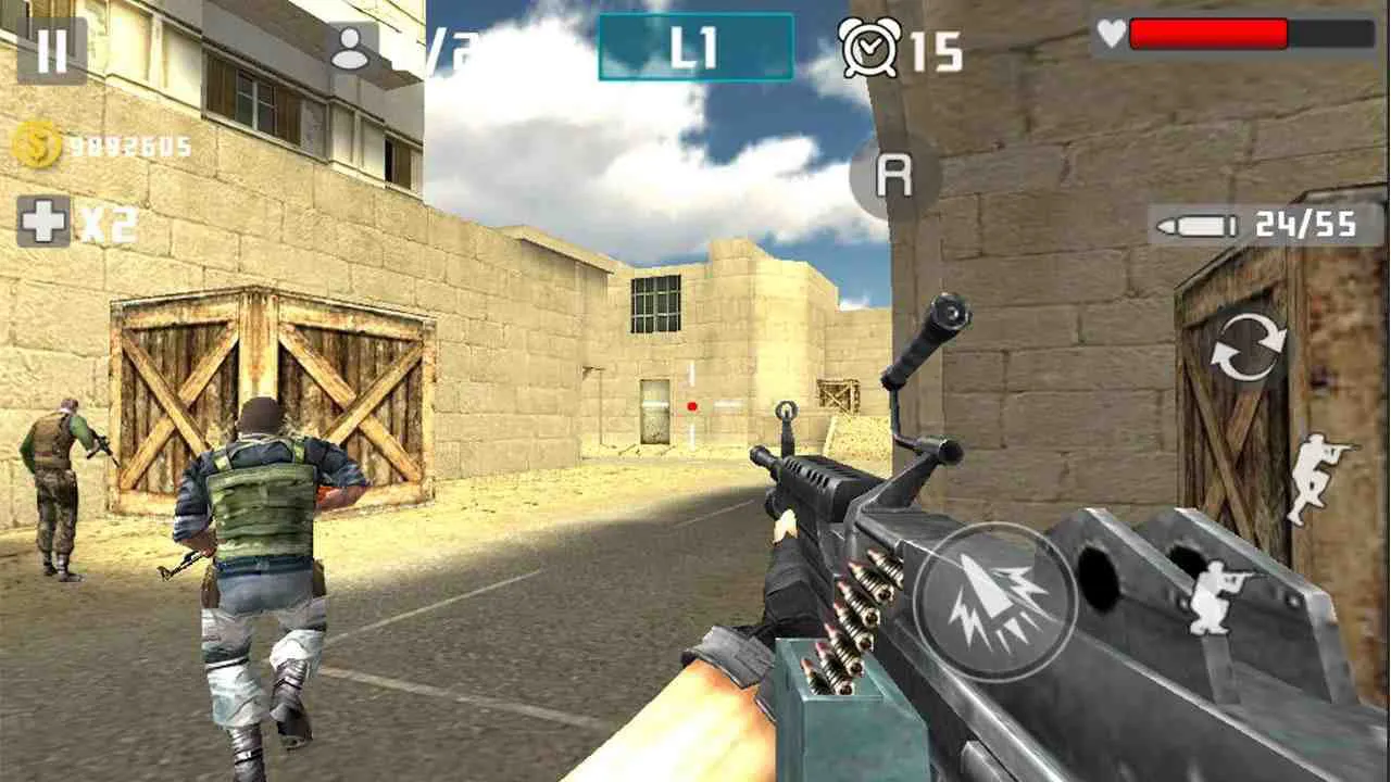 Ảnh 2 của Tải game Gun Shot Fire War Mod APK 2.0.4 (Vô Hạn Tiền) Cảnh quan chiến trường rộng lớn với người lính đang chiến đấu trong Gun Shot Fire War Mod