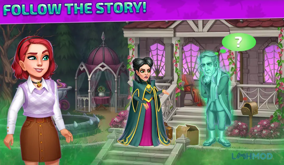 Ảnh 3 của Tải Halloween Merge Mod Apk 1.22 (Free Shopping) cho Android iOs Một cảnh ngôi nhà Halloween đã được trang trí đẹp mắt trong game