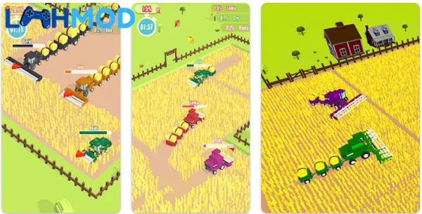 Ảnh 2 của Harvest.io – Arcade Nông Trại MOD APK 1.72.2 (Không quảng cáo) Một cánh đồng đang được thu hoạch trong Harvest.io – Arcade Nông Trại